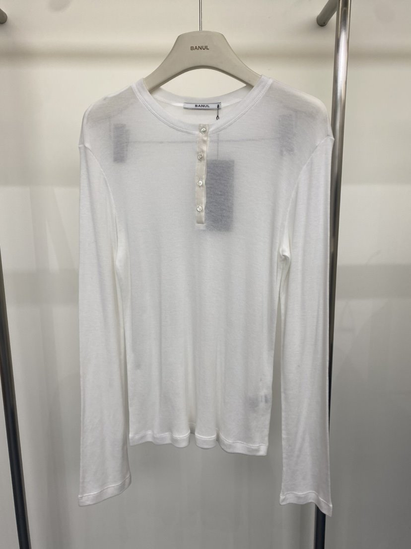 BANUL東大門直郵女裝新品推薦休閑人氣真品長袖T恤圓領紐扣BANUL長袖T恤