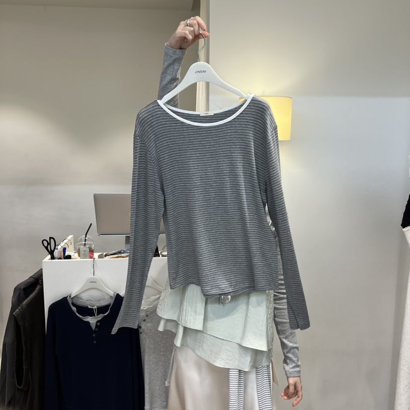 JINSIM東大門實拍女裝新品真品推薦熱賣26春夏時尚長袖T恤JINSIM長袖T恤
