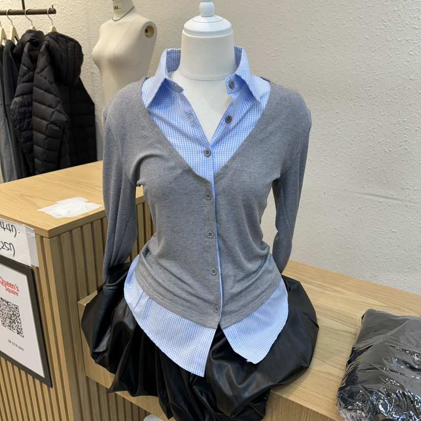 TARA韓國直郵女裝新品時尚真品26春夏休閑襯衫蕾絲衫假兩件TARA襯衫/蕾絲衫