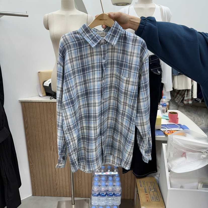 DELIGHT-Q韓國直郵女裝新款休閑26春夏時尚襯衫蕾絲衫格子DELIGHT-Q襯衫/蕾絲衫