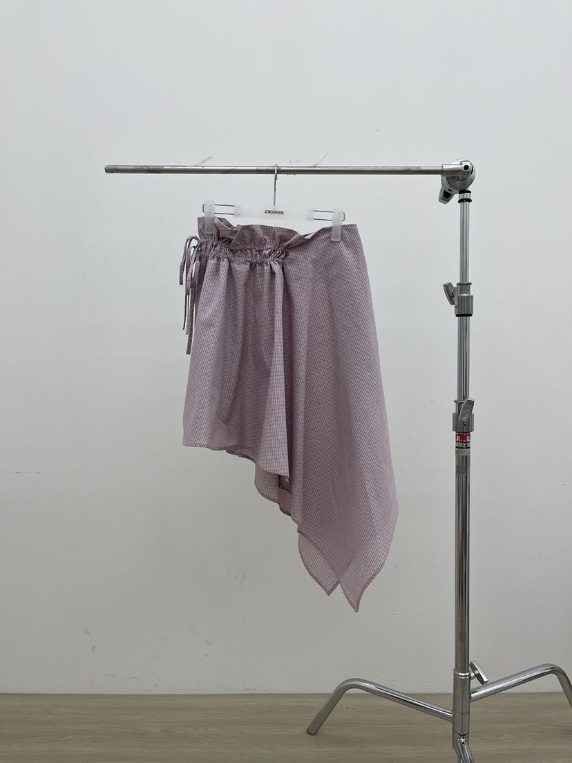 ATMOSPHERE韓國直郵女裝新品26春夏真品職業短裙不對稱格子ATMOSPHERE/BLING短裙