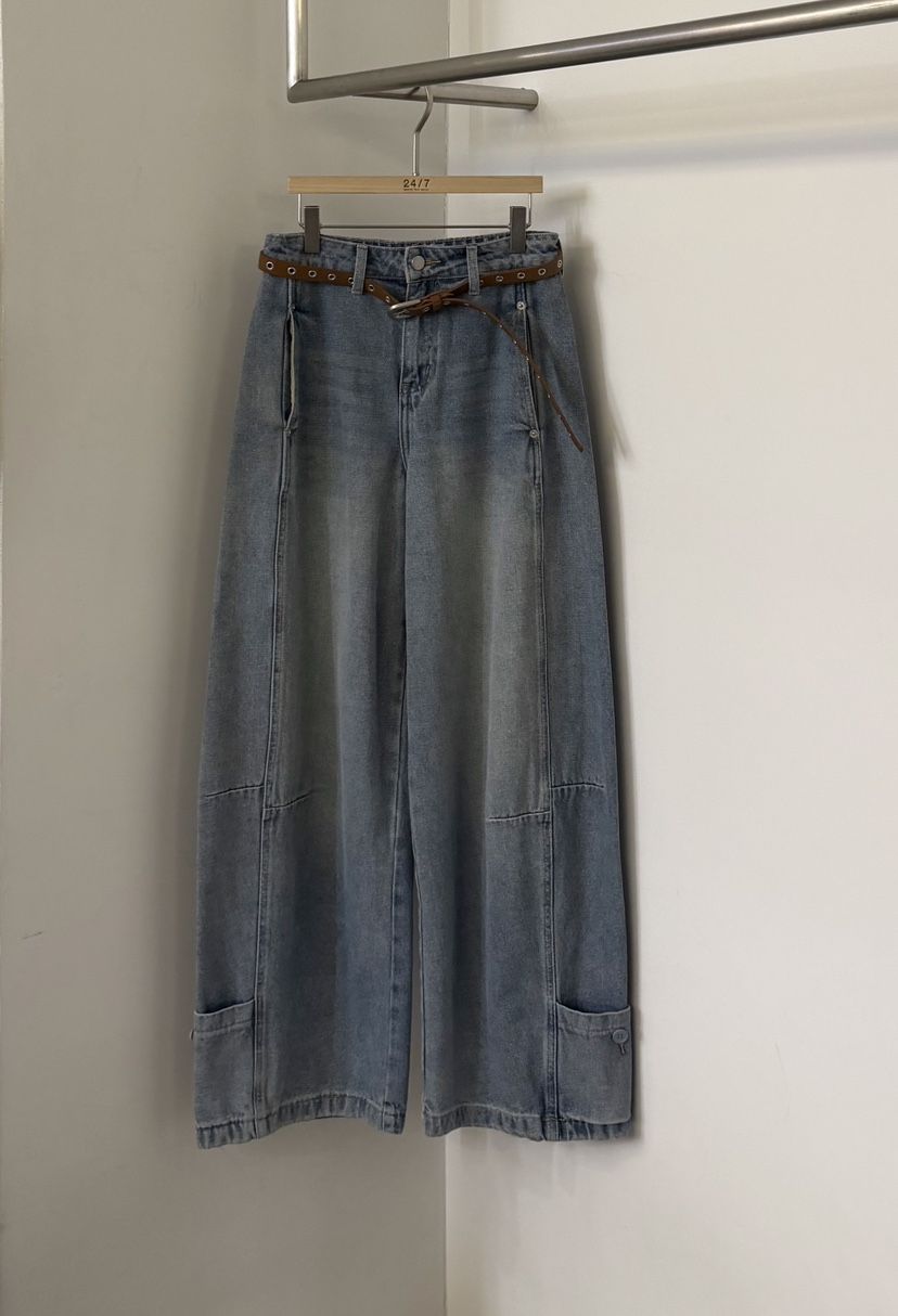 TWENTY FOUR SEVEN24-7東大門代購女裝新款時尚牛仔褲含腰帶TEWNTY FOUR SEVEN24-7牛仔褲