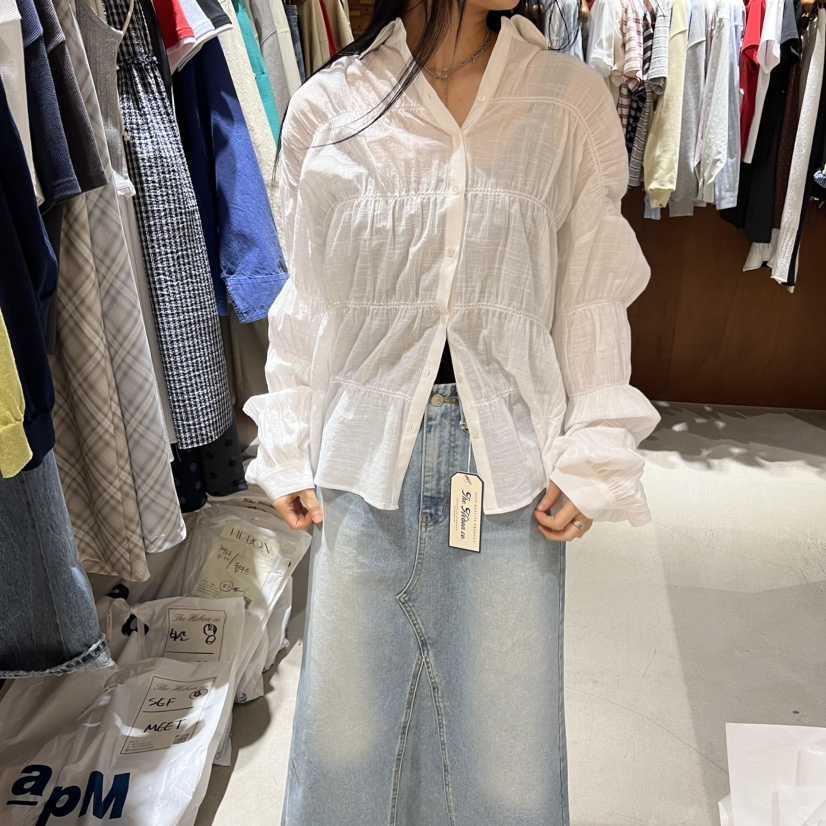 HEBON韓國代購女士新款熱賣26春夏休閑真品人氣襯衫蕾絲衫HEBON襯衫/蕾絲衫