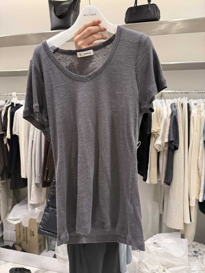 WOOD SAGE韓國代購女士新款休閑職業26春夏時尚熱賣T恤亞麻WOOD SAGET恤