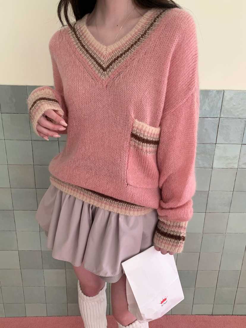 MAISONDEGLORY韓國直郵女裝新品時尚人氣真品推薦針織衫V領MAISON DE GLORY針織衫