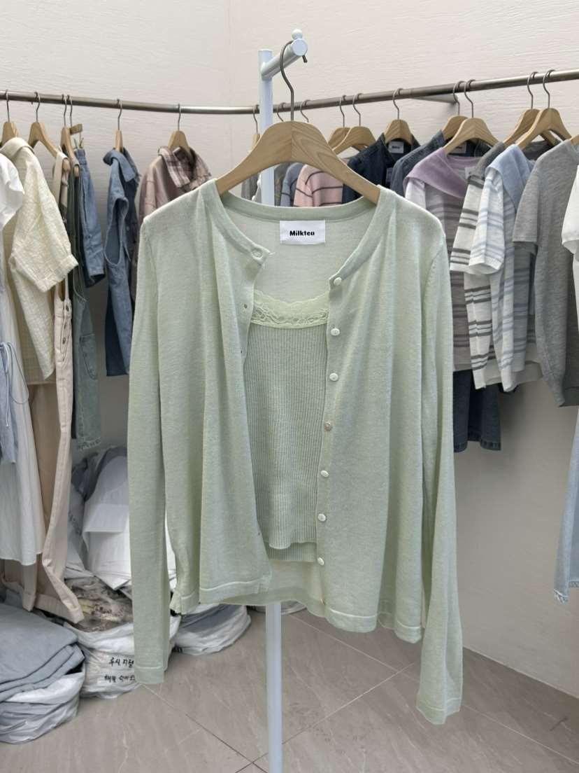 MILK TEA韓國直郵女裝新款人氣推薦時尚熱賣套裝套裝蕾絲MILK TEA套裝