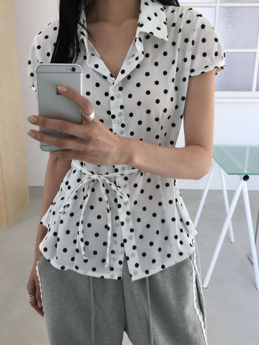 MARKE-P東大門直郵女士新品26春夏人氣襯衫蕾絲衫含腰繩MARKE-P襯衫/蕾絲衫