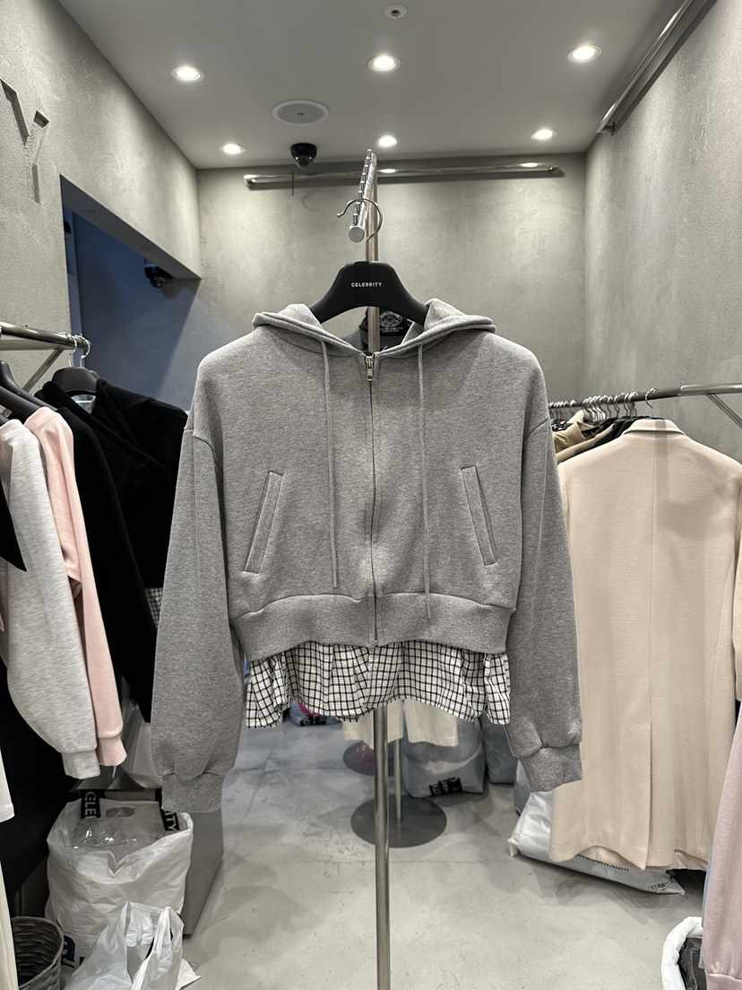 CELEBRITY-A東大門實拍女士新品真品夾克連帽衫拉鏈格子CELEBRITY-A夾克
