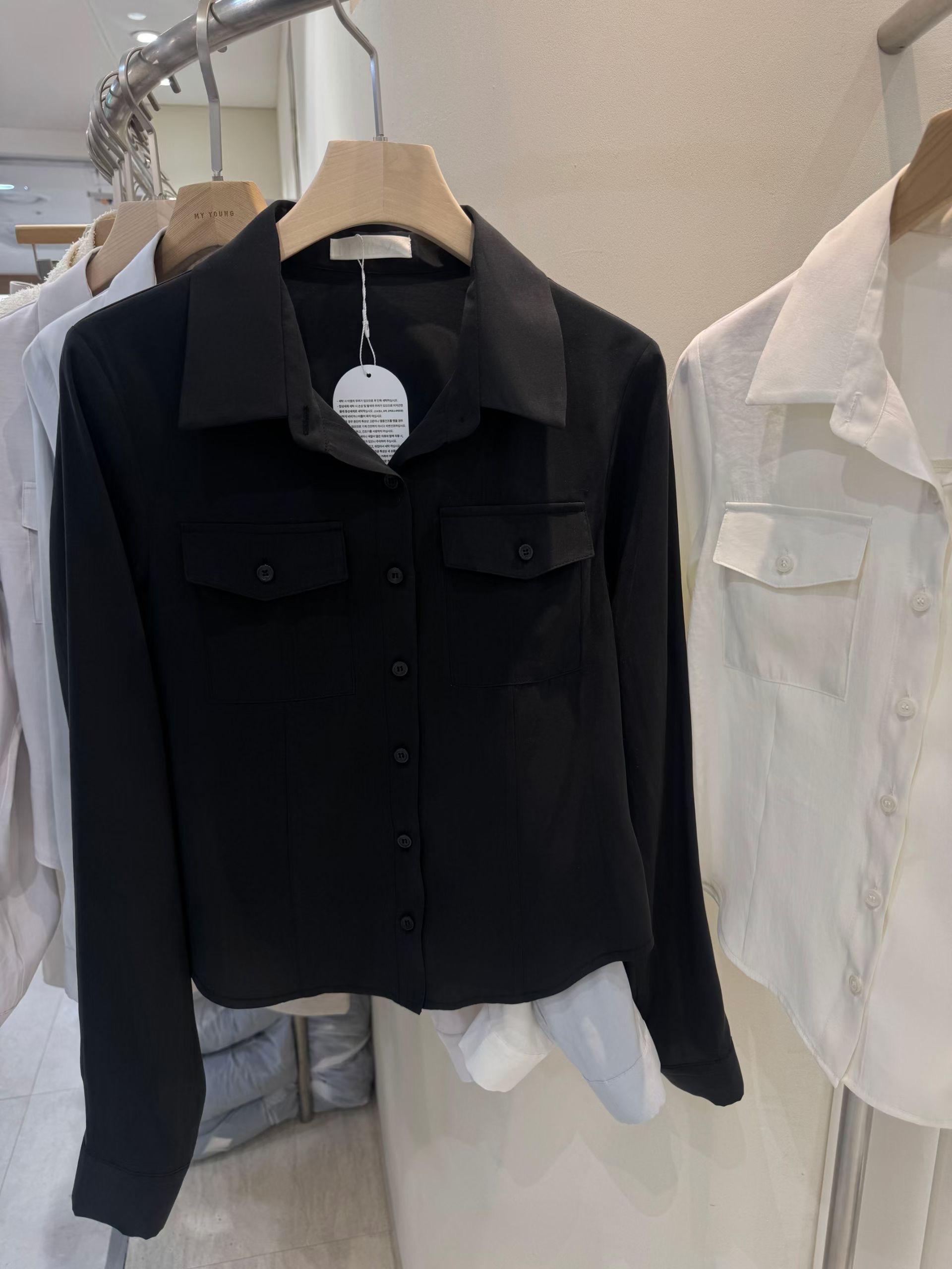 LEHEVE韓國東大門直郵女裝新品推薦人氣熱賣襯衫蕾絲衫口袋LEHEVE-MY YOUNG兩件起襯衫/蕾絲衫