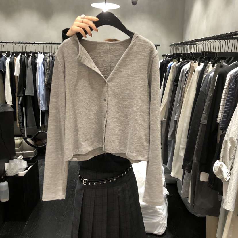 TUG韓國直郵女士新款26春夏休閑長袖T恤不含內搭開衫紐扣TUG長袖T恤