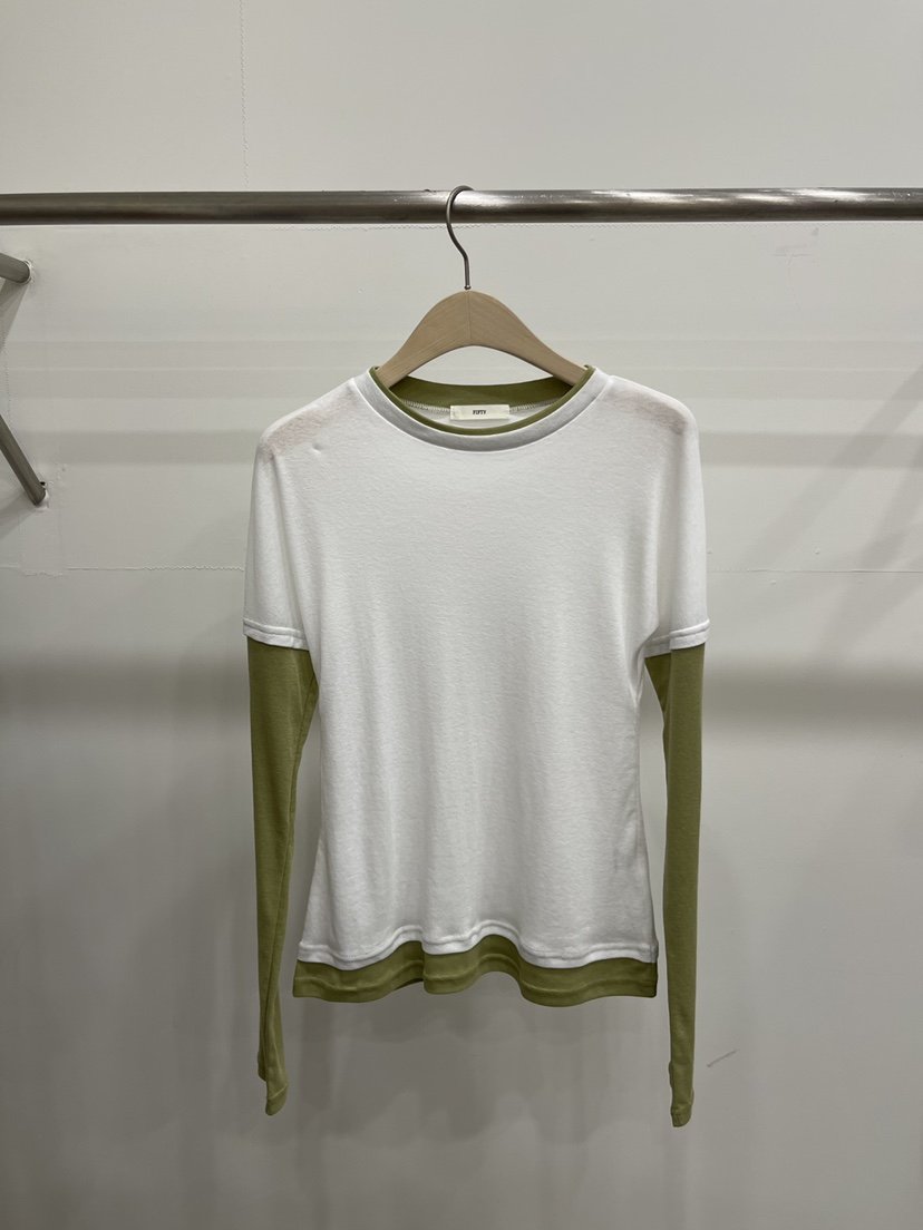 FIFTY韓國代購女士新款推薦時尚休閑熱賣人氣長袖T恤假兩件FIFTY長袖T恤