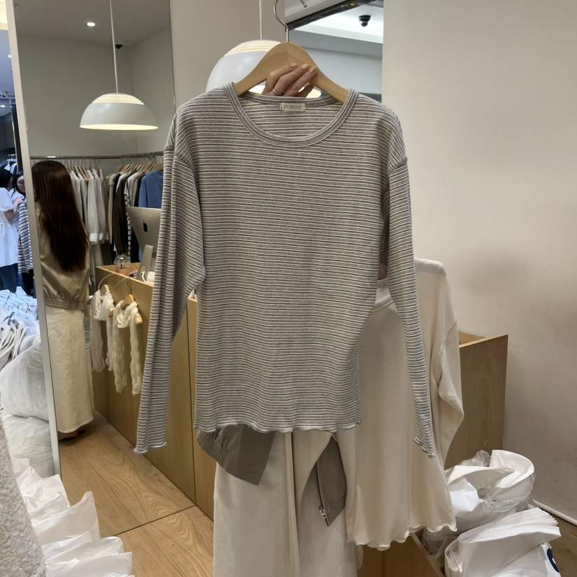 FOREST韓國直郵實拍女裝新品推薦時尚休閑人氣長袖T恤羅紋FOREST長袖T恤