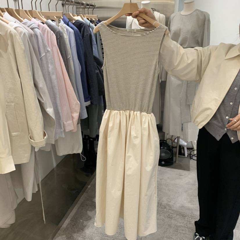 CHAE韓國東大門直郵女裝新品時尚人氣26春夏休閑連衣裙條紋CHAE連衣裙