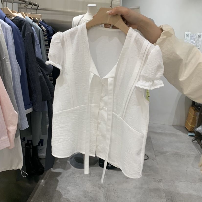 CHAE韓國直郵實拍女士新品熱賣時尚職業推薦襯衫蕾絲衫褶裥CHAE襯衫/蕾絲衫