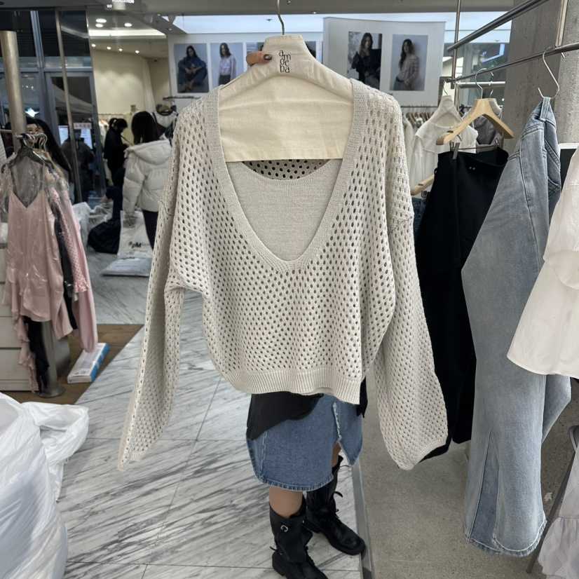 AMOEBA韓國直郵女裝新品人氣熱賣時尚26春夏休閑針織衫套裝AMOEBA針織衫