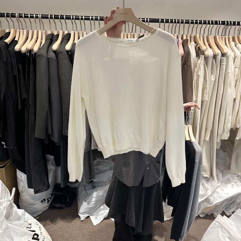 LE BUTTER韓國東大門代購女裝新品推薦熱賣26春夏針織衫船領LE BUTTER針織衫
