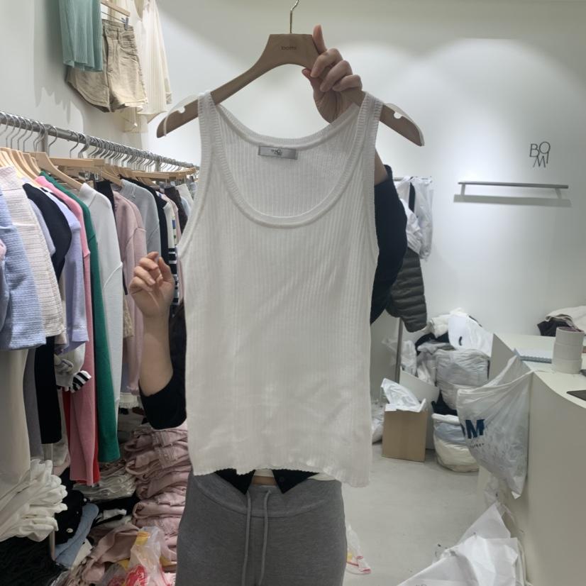 BY BOMI韓國東大門直郵女士新款休閑職業26春夏吊帶背心羅紋BY BOMI吊帶/背心