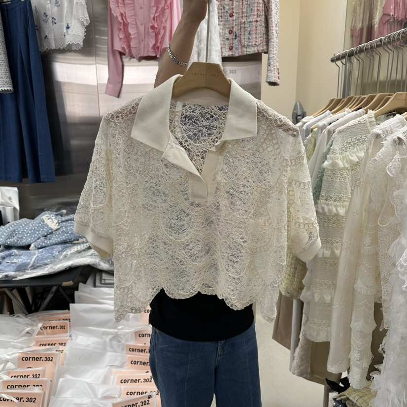 CORNER韓國東大門直郵女士新品人氣熱賣休閑26春夏襯衫蕾絲衫CORNER.302襯衫/蕾絲衫