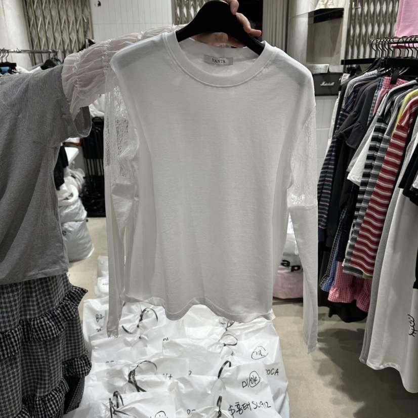 VANTA韓國直郵女士新款人氣職業熱賣26春夏長袖T恤羊絨透明VANTA長袖T恤