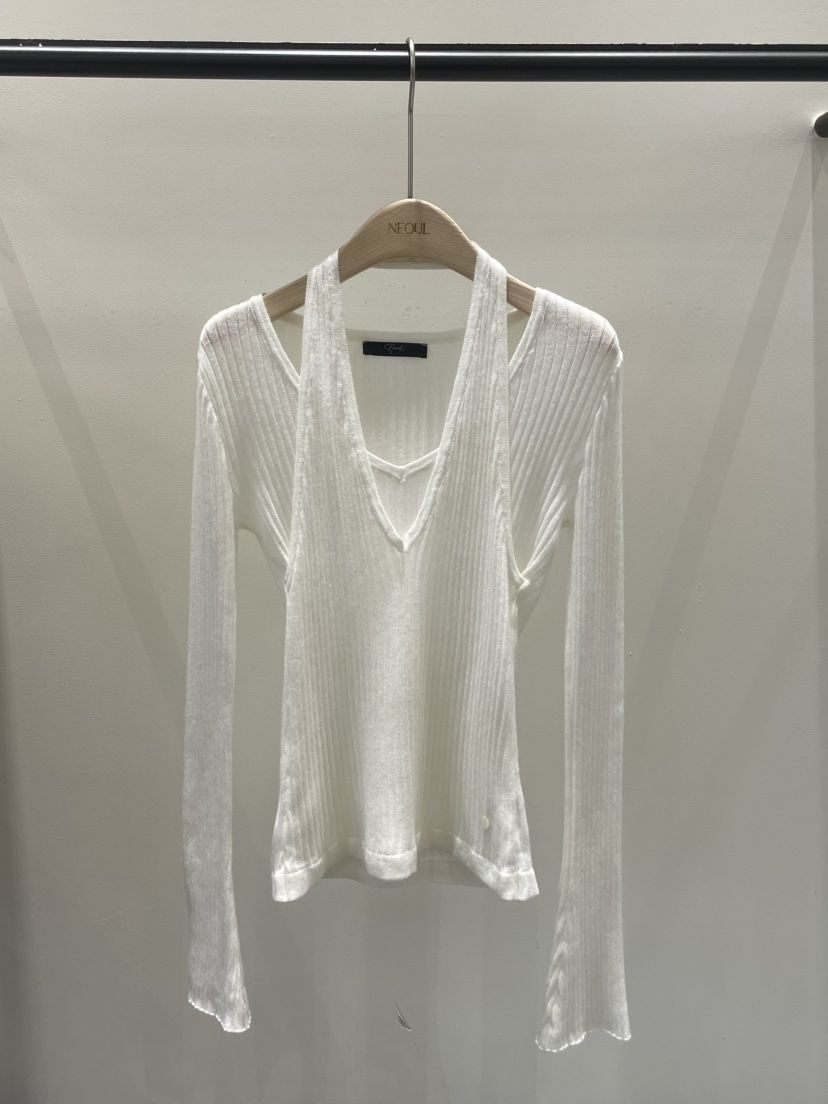 NEOUL東大門實拍女士新款職業休閑26春夏推薦熱賣人氣針織衫NEOUL/ahin雙領標簽針織衫