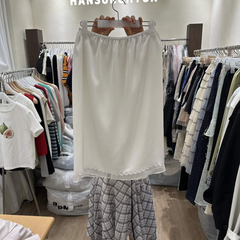 HANSUNGHYUN韓國東大門直郵女士新品休閑人氣長裙雪紡雙層HANSUNGHYUN長裙