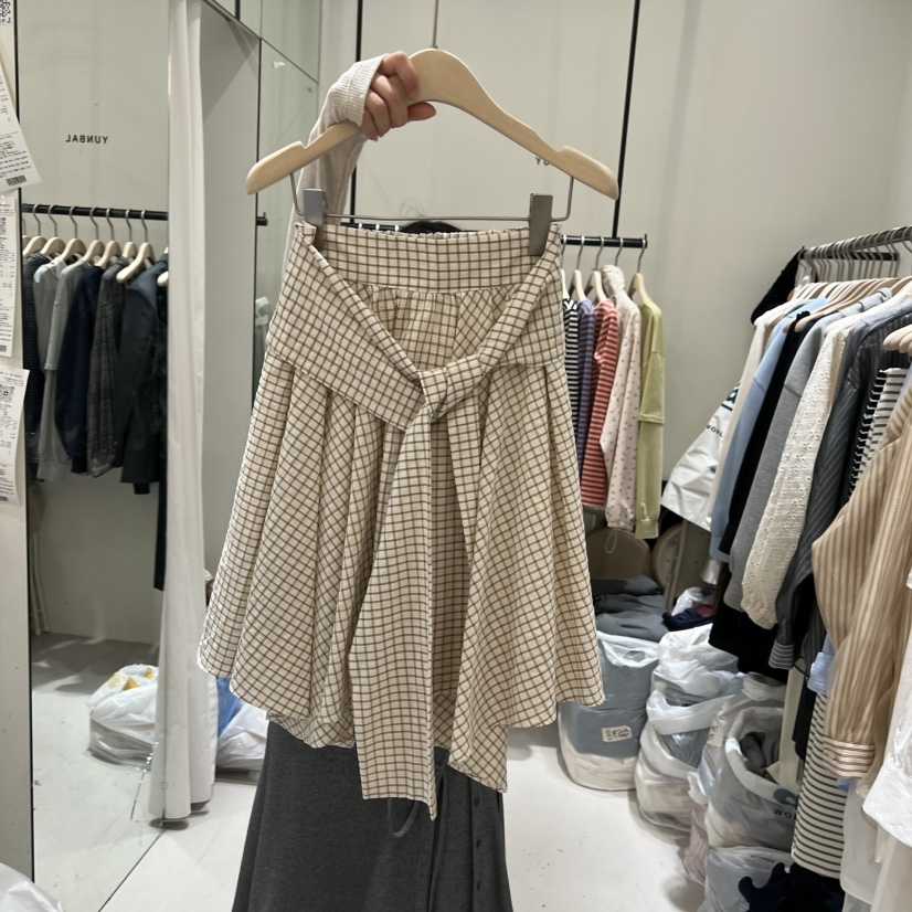 YUNBAL東大門代購女裝新品職業推薦半身裙中短裙裹身裙格紋YUNBAL半身裙/中短裙