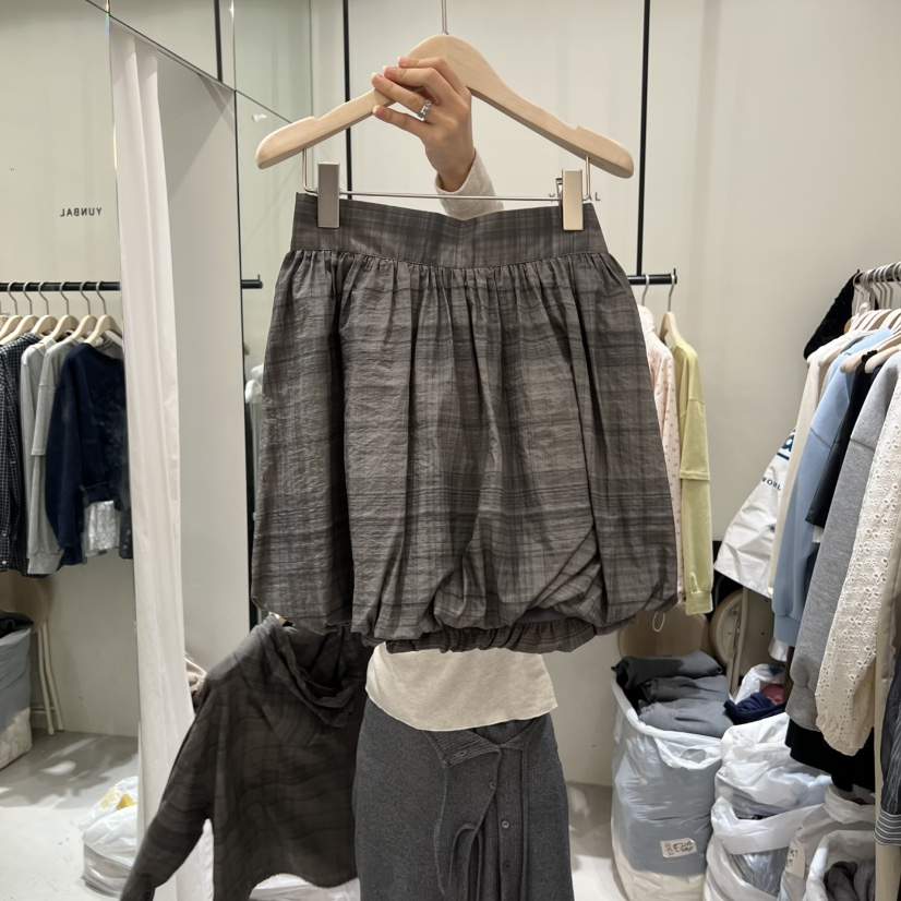 YUNBAL韓國東大門代購女裝新款人氣休閑26春夏時尚短裙格子YUNBAL短裙