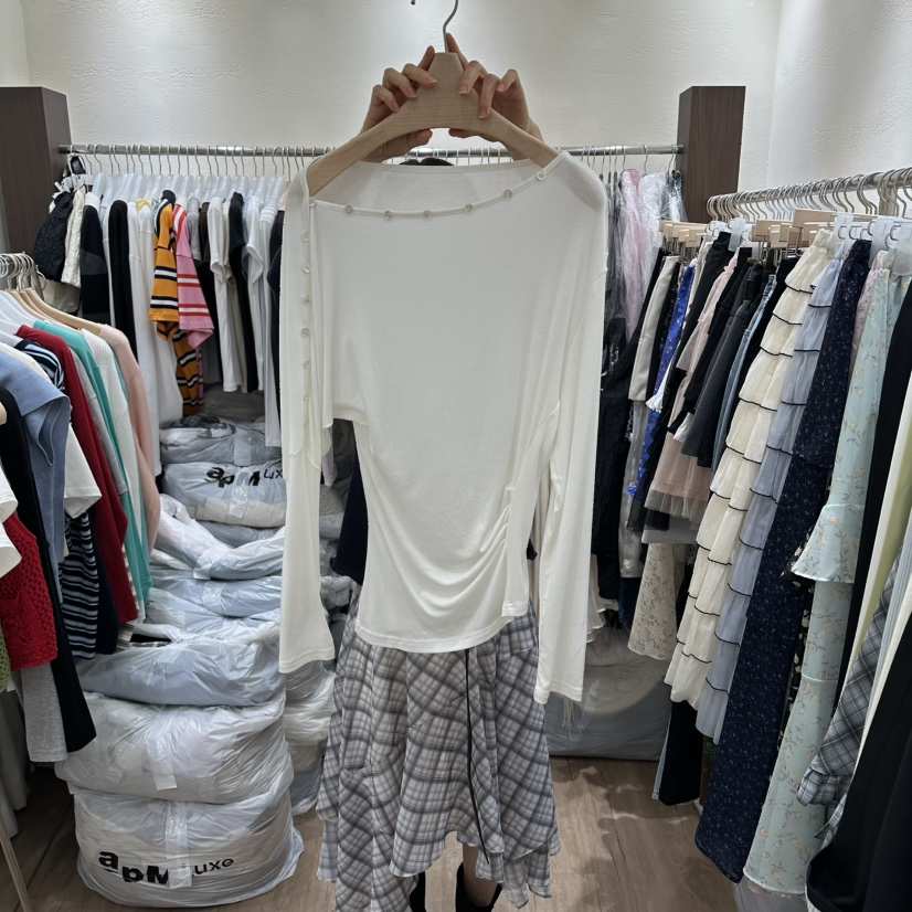 HANSUNGHYUN東大門代購女士新款時尚熱賣職業長袖T恤紐扣HANSUNGHYUN長袖T恤