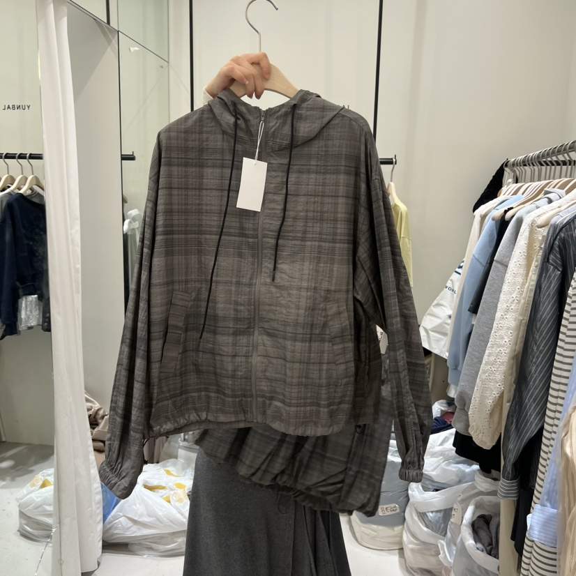 YUNBAL東大門代購女裝新款人氣26春夏休閑職業時尚夾克格子YUNBAL夾克