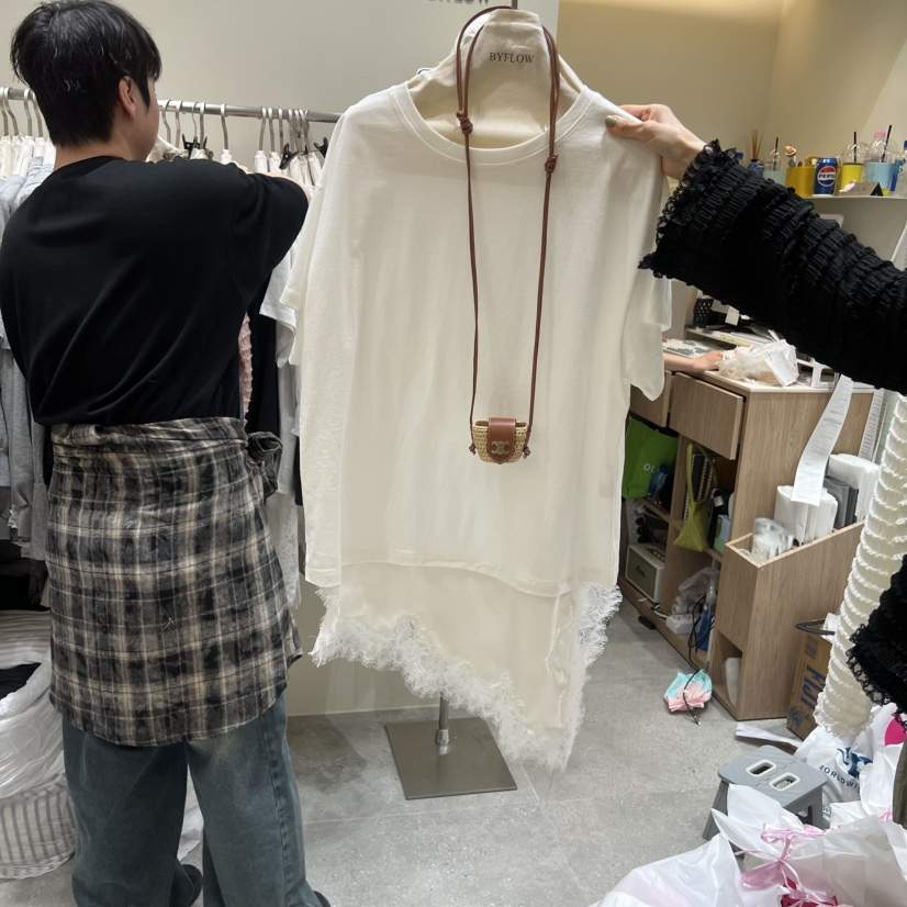 BY FLOW韓國直郵女士新品休閑真品時尚26春夏T恤不含包緞面BY FLOWT恤