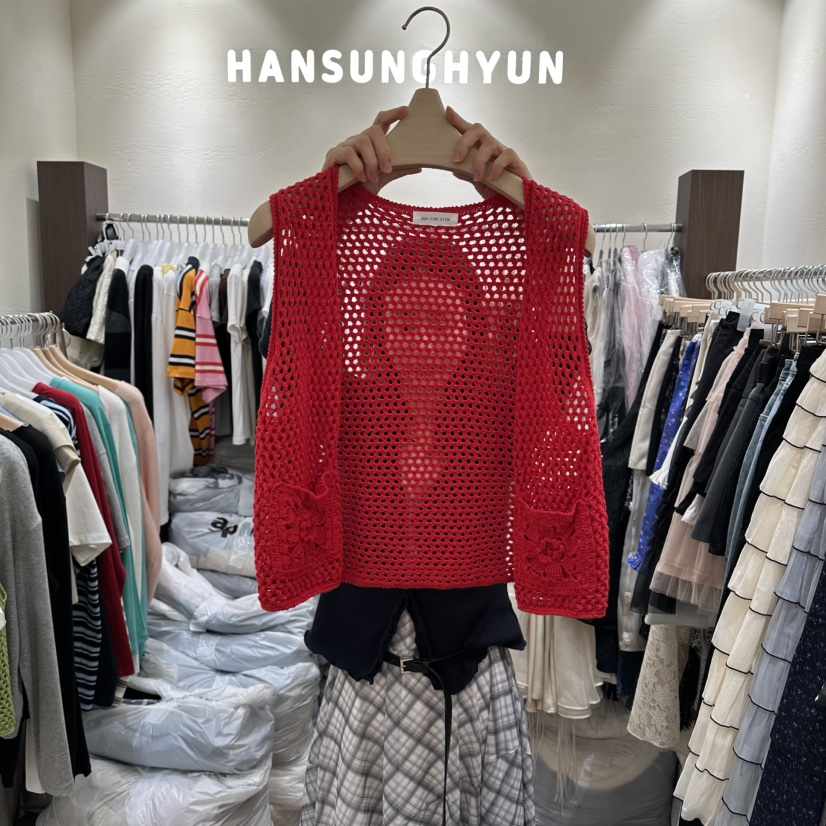 HANSUNGHYUN韓國東大門代購女裝新款26春夏時尚熱賣馬甲花朵HANSUNGHYUN馬甲