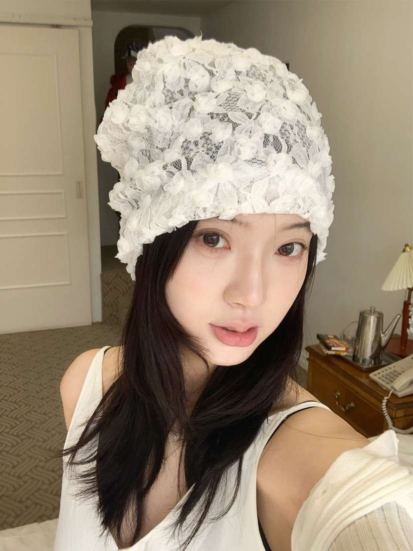 NICEALICE韓國東大門直郵女士新款人氣職業休閑帽子花朵蕾絲NICEALICE帽子