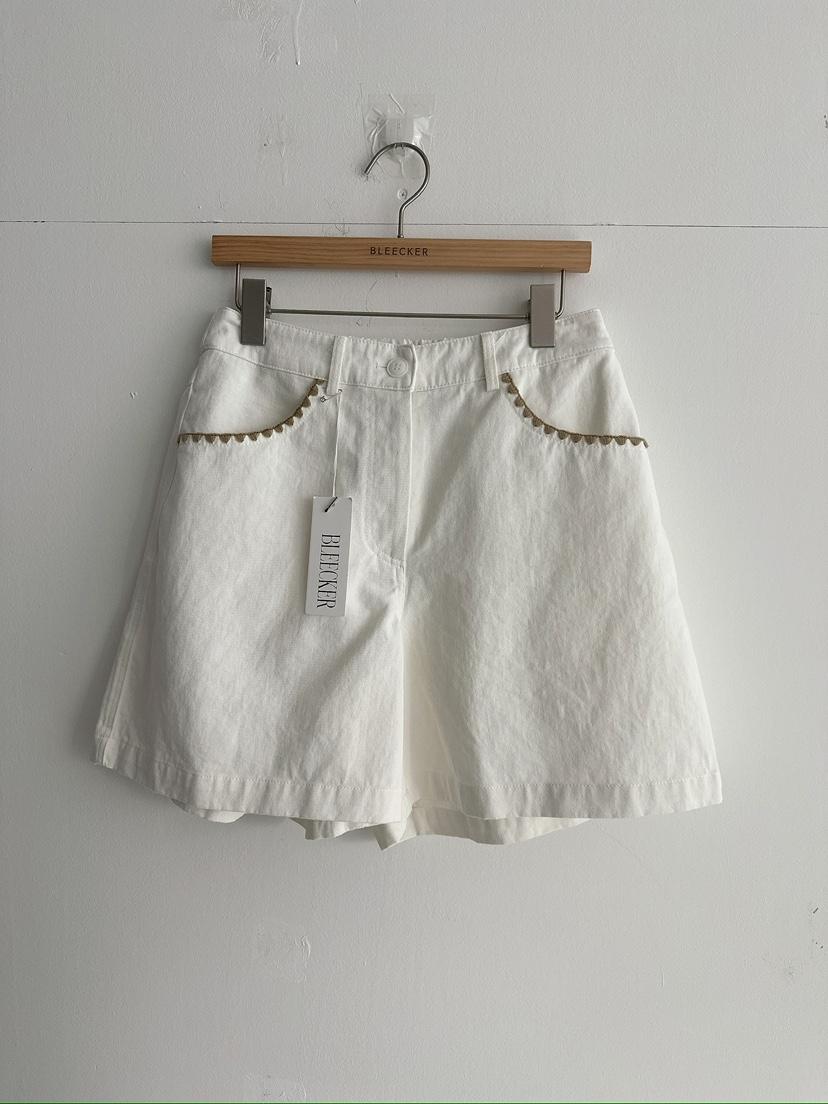 BLEECKER韓國直郵女裝新品26春夏熱賣時尚職業短褲口袋刺繡BLEECKER短褲