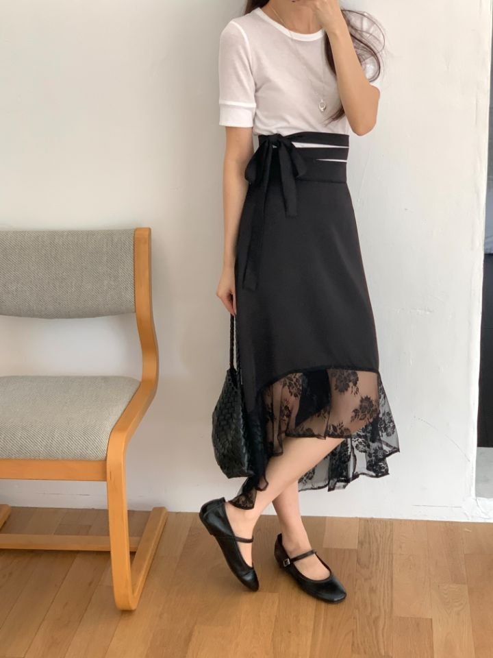 BABY SALON韓國東大門直郵女士新款熱賣時尚職業長裙蕾絲BABY SALON長裙