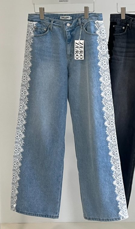 ZEROZERO韓國東大門代購女裝新款人氣牛仔褲腰帶蕾絲紐扣ZEROZERO牛仔褲