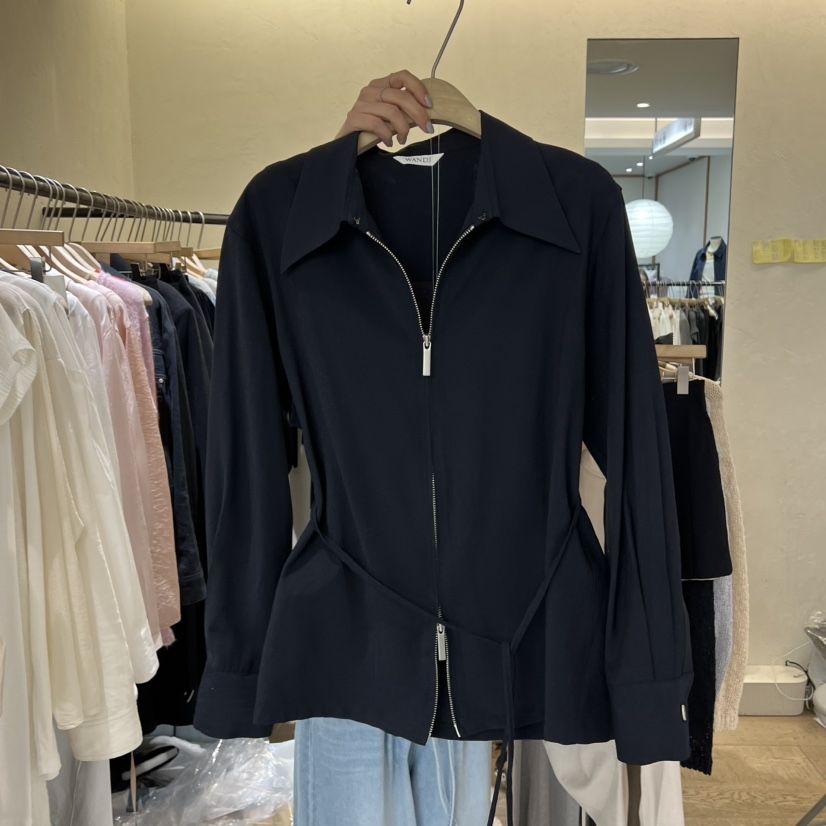 W AND J韓國東大門代購女士新品熱賣26春夏夾克含腰繩拉鏈W AND J夾克