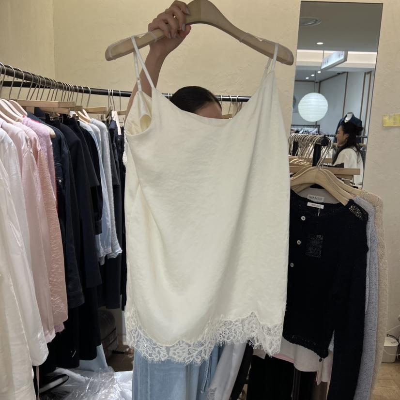 W AND J韓國東大門代購女士新品26春夏熱賣吊帶背心蕾絲W AND J吊帶/背心