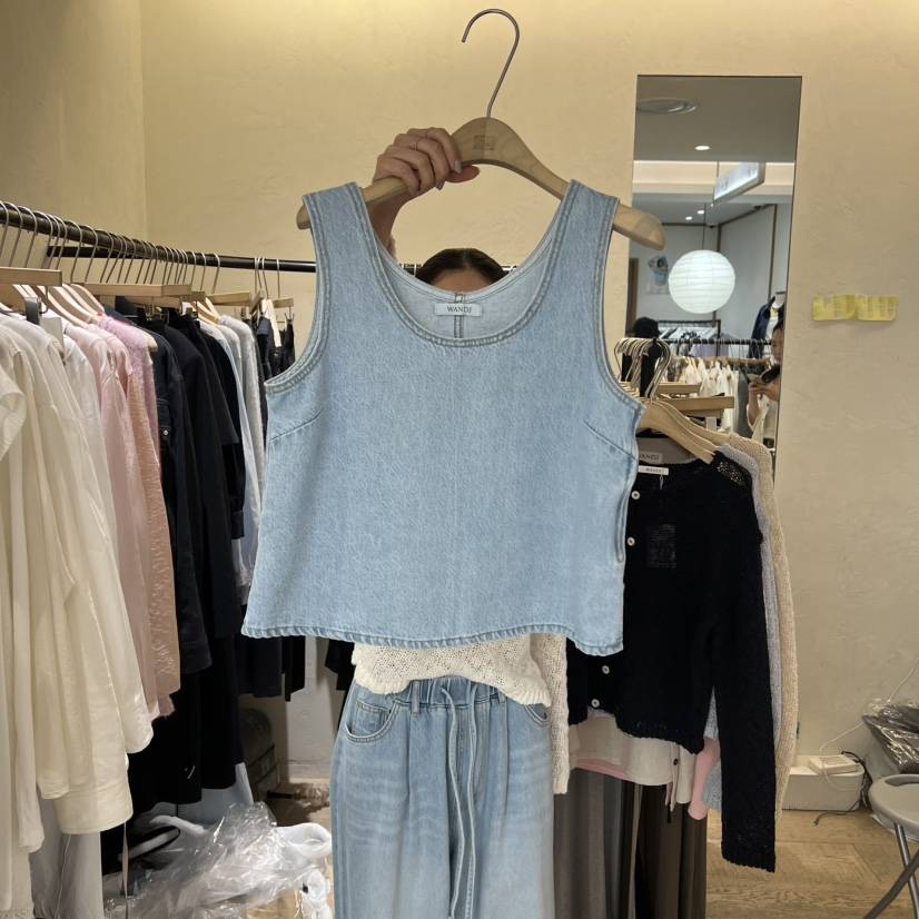 W AND J韓國東大門直郵女士新款職業休閑時尚26春夏吊帶背心W AND J吊帶/背心