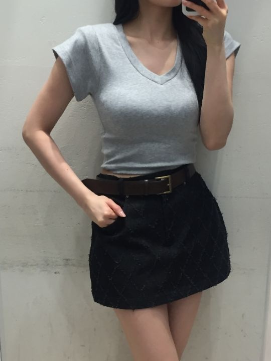 mars韓國代購女裝新款26春夏熱賣職業人氣休閑推薦T恤V領marsT恤