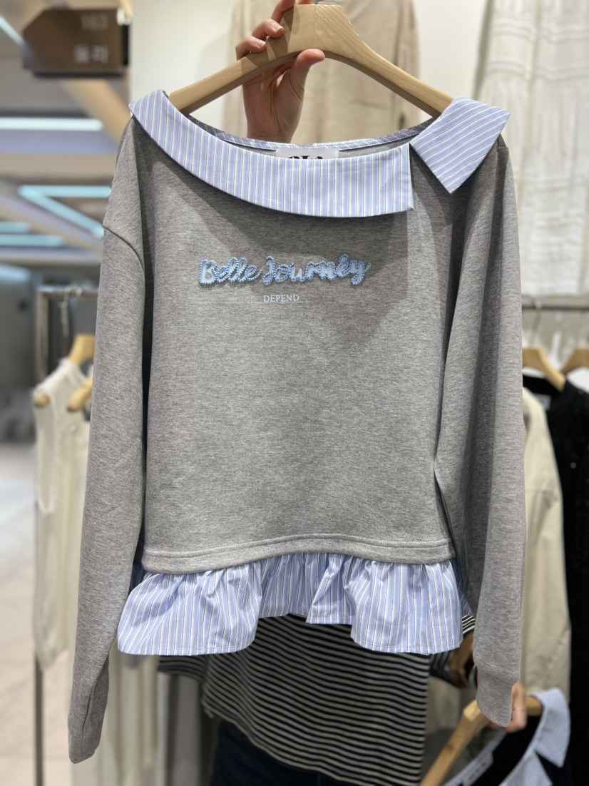 OLA韓國直郵實拍女士新品時尚人氣推薦休閑26春夏衛衣假兩件mellor/OLA衛衣