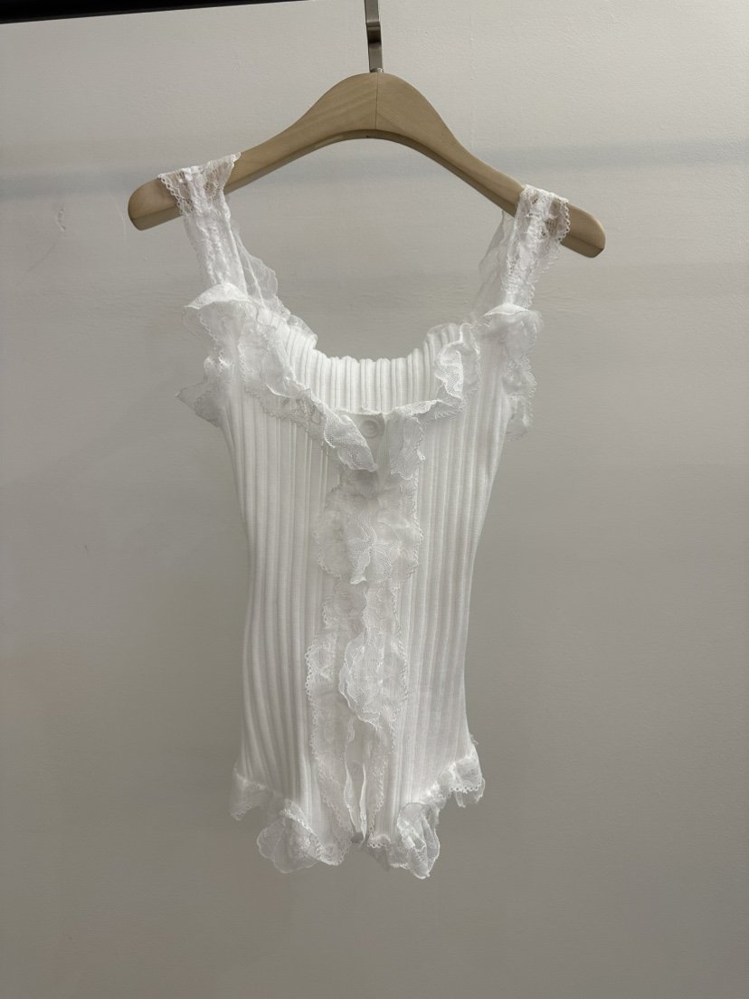 JENNY 1976韓國代購女裝新款休閑熱賣吊帶背心荷葉邊蕾絲JENNY 1976吊帶/背心