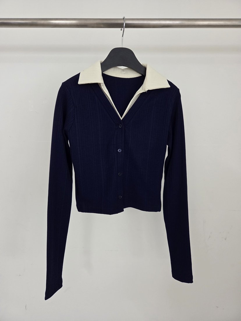 VERANDA東大門實拍女裝新品職業時尚推薦休閑長袖T恤假兩件VERANDA長袖T恤