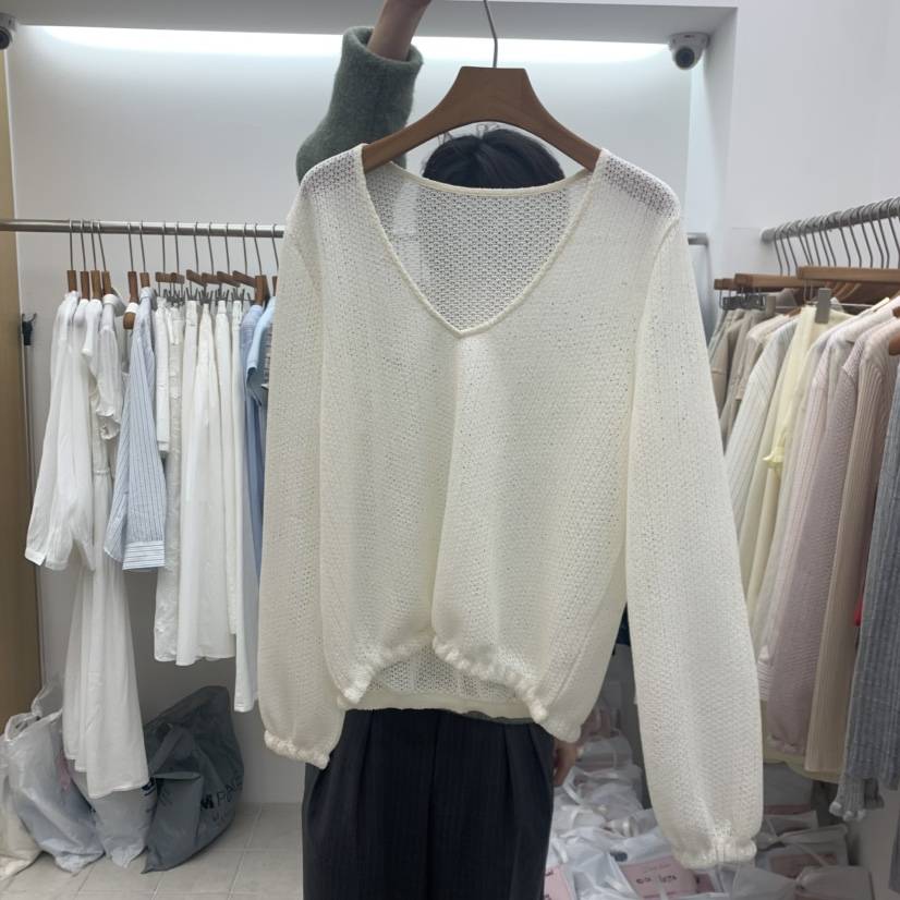 DRESS ROOM韓國東大門直郵女士新款推薦時尚休閑針織衫V領DRESS ROOM針織衫