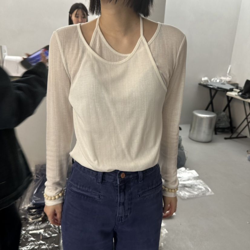 DOUBLE STANDARD/LE SMOKING/MAISONSTAFF韓國東大門直郵女裝新款推薦長袖T恤假兩件MAISONSTAFF長袖T恤