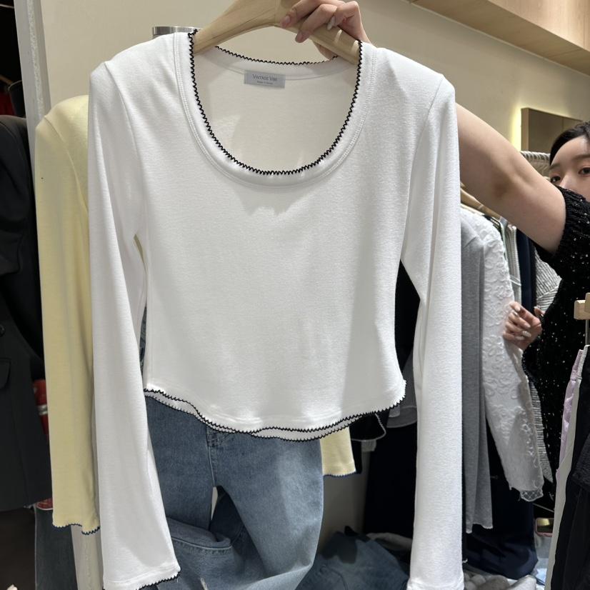 VINTAGE VIBE韓國代購女裝新款時尚職業26春夏長袖T恤刺繡VINTAGE VIBE長袖T恤