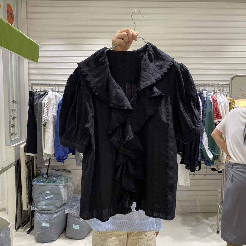 BRICKLANE韓國東大門直郵女士新款休閑襯衫蕾絲衫蕾絲褶皺BRICKLANE襯衫/蕾絲衫