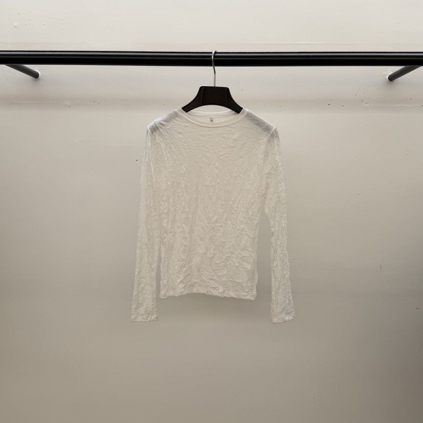 ID韓國直郵實拍女裝新品人氣熱賣推薦時尚26春夏長袖T恤褶皺ID長袖T恤