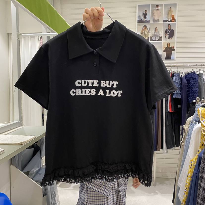 BRICKLANE韓國直郵女士新款休閑26春夏熱賣T恤可愛的荷葉邊BRICKLANET恤