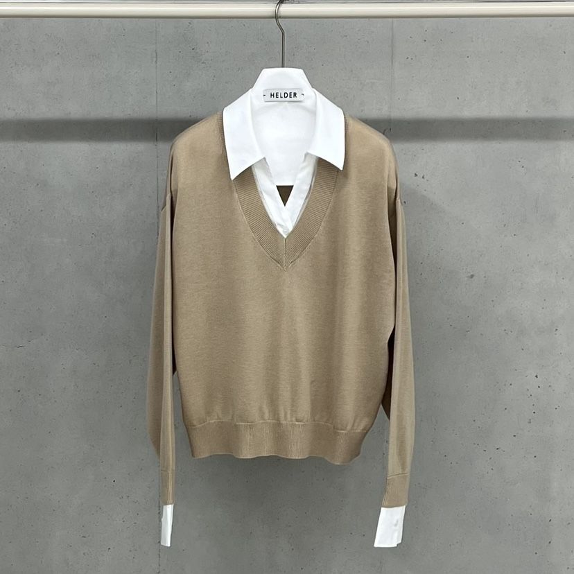HELDER-P韓國直郵女士新款推薦職業人氣針織衫假兩件羊毛HELDER針織衫