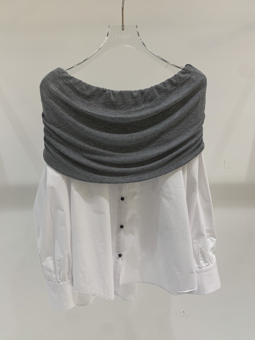 FABRIC韓國東大門代購女士新品26春夏人氣襯衫蕾絲衫假兩件FABRIC襯衫/蕾絲衫